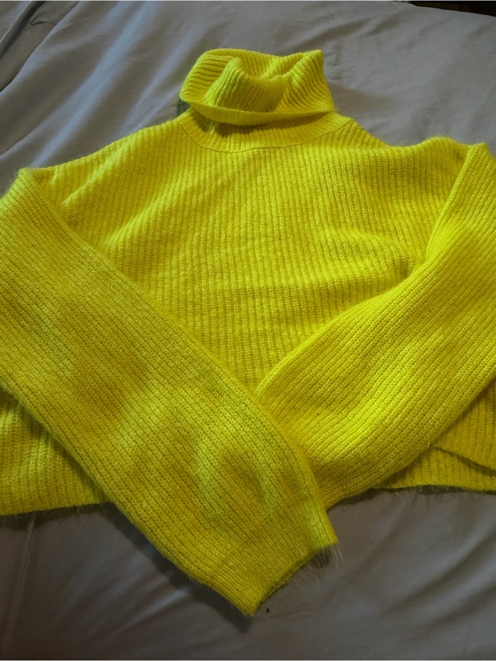 Y2K Freshman Neon Yellow Turtleneck Sweater